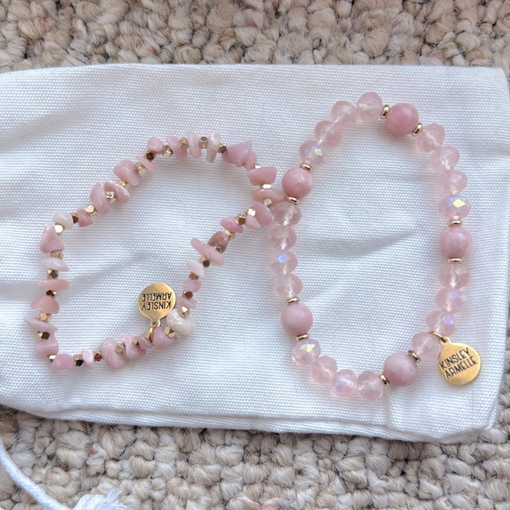 Kinsley Armelle Pink and Clear Beaded Bracelets